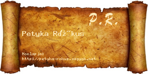 Petyka Rókus névjegykártya